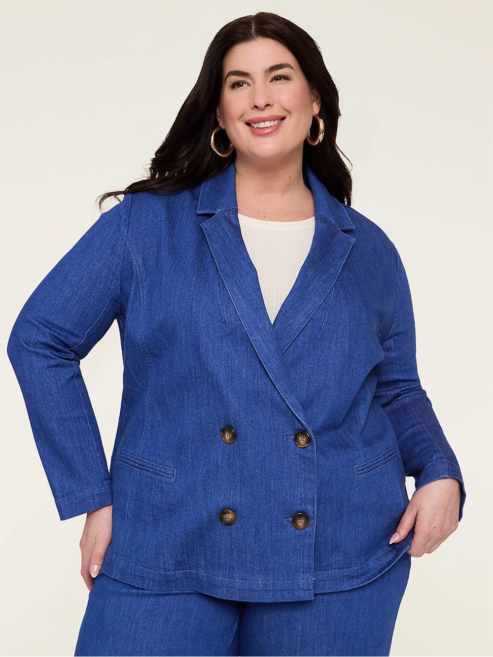 NWT Lane Bryant ‘Double-Breasted Denim Blazer’ in “Medium Denim” Plus Size 20